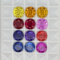 Saphir synthétique corindon de qualité Flame Round Brilliant Cut, de 1 mm à 12 mm, couleurs rose, rouge, bleu, jaune, violet, orange, rubis