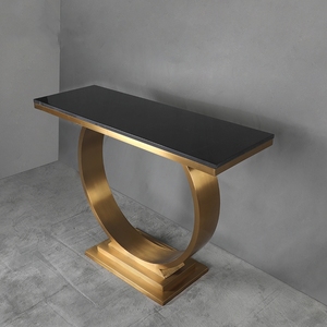 <span class=keywords><strong>Console</strong></span> <span class=keywords><strong>d</strong></span>'<span class=keywords><strong>entrée</strong></span> en marbre doré de luxe avec miroir, laser, objets métalliques en soie blanche et élégants, nouveau design - Product Image 6