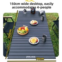 Ensemble table et chaises de camping portable, robuste, en acier carbone renforcé, tissu Oxford, rectangulaire, pliable, pour pique-nique en plein air, 4 places