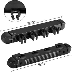 Support mural pour queues de billard MoyanSuper, noir, 4 queues, durable, résistant à l'eau - Product Image 6