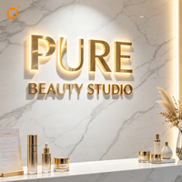 Lettres en relief rétroéclairées 3D, enseigne lumineuse personnalisée, fabricant sur mesure, logo lumineux en acier inoxydable avec halo LED pour hall d'hôtel