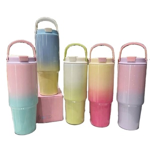 Vaso Térmico Personalizado de Acero Inoxidable de 30 oz con Asa, Tapa y Pajita para Agua y Café Helado, Oasis - Product Image 2