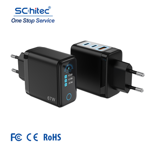 Chargeur GaN Schitec 67W, prise EU, charge rapide PD, type C, adaptateur mural USB A avec affichage LCD de la puissance pour ordinateur portable, téléphone, tablette - Product Image 1