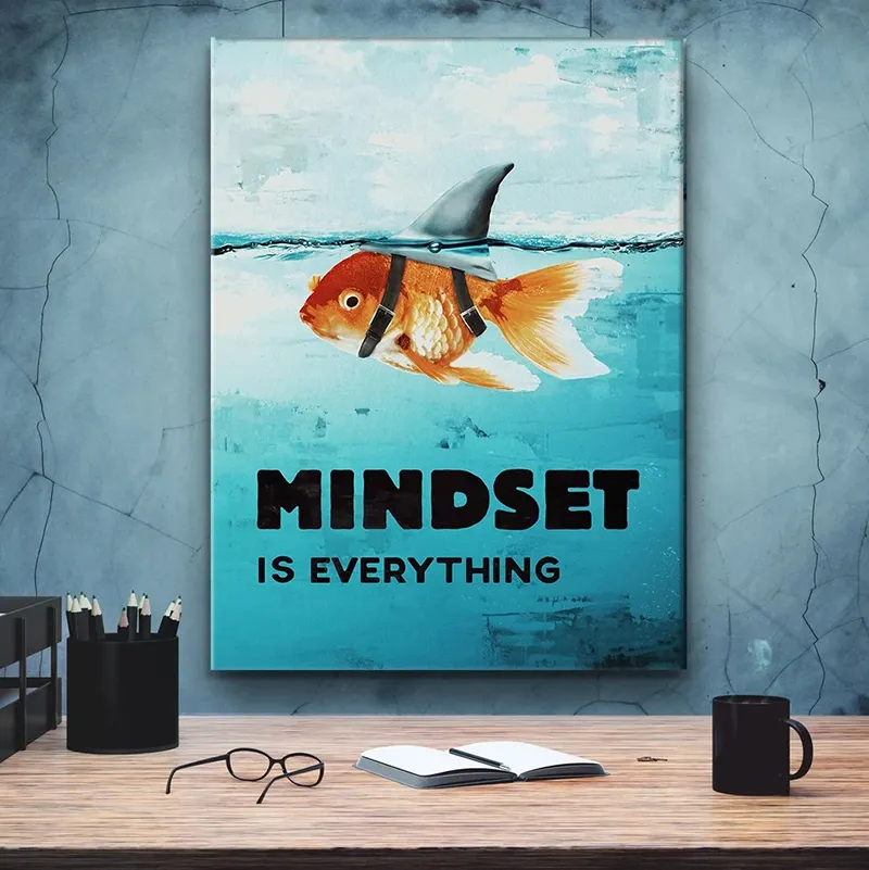 Mindset Is Everything Art Painting on Canvas Motivational Prints Wall Living Decor