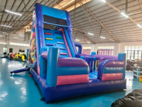 Parcours d'obstacles gonflable, château gonflable avec toboggan, combo de jeux gonflables de dessin animé pour parc d'attractions, jeux gonflables pour l'extérieur