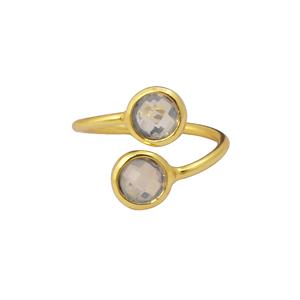 Anillo de piedras preciosas de apatita de forma redonda, chapado en oro, 6 MM, forma redonda, anillo de diseño de mano de piedras preciosas, anillo genuino completamente ajustable, joyería - Product Image 5