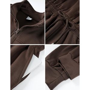 Mono de mujer de manga larga, de una pieza, cintura alta, estilo jogger, cuello simulado, informal, para estar en casa, con bolsillos, transpirable, para uso diario - Product Image 6