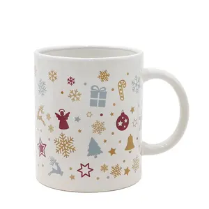 Reusable 11oz custom coffee cup white sublimation ceramic christmas mug