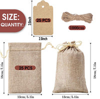25 pochettes cadeaux en jute rouge avec cordon, en matériau écologique biodégradable, pour emballage de bijoux et stockage de thé séché