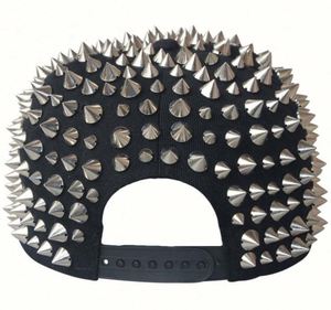 Casquette de baseball unisexe style Punk Rock Hip Hop avec rivets et clous argentés, motif hérisson - Product Image 6