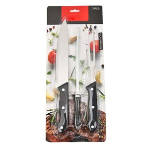 Juego de Cuchillos de Cocina Multifuncionales de 3 Piezas, Cuchillo de Chef de Acero Inoxidable de 8 Pulgadas, Tenedor de 6 Pulgadas, Mango Negro de PP - Product Image 5