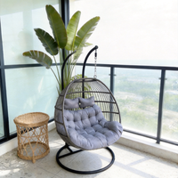 Fauteuil suspendu moderne avec coussin en peluche doux, support métallique, chaise hamac intérieure/extérieure pour chambre, balcon, jardin