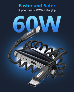 Câble de charge rapide SUNGUY USB C 60W 1,5 m, câble de données rétractable en aluminium pour téléphone, ordinateur portable, batterie externe, voiture - Product Image 6