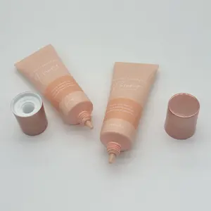 25ml ~ 60ml tubi cosmetici ecologici tappo a vite ugello lungo tubo rotondo in pe imballaggio cosmetico per base trucco