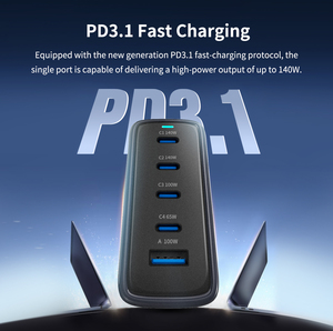 Estación de carga de escritorio GaN de 300W, 4xUSB C y 1xUSB a Port Pro Charger Hub Para cargar varios portátiles, IPad, <span class=keywords><strong>iPhone</strong></span> - Product Image 5