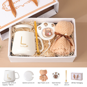 Ensemble cadeau d'entreprise personnalisé, tasse thermostatique, chauffe-mains, <span class=keywords><strong>serviette</strong></span>, ours, fournitures de bureau créatives avec logo - Product Image 1