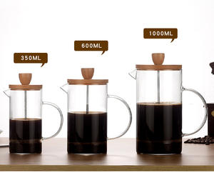 Cafetière à piston en verre borosilicate de qualité supérieure, <span class=keywords><strong>filtre</strong></span> écologique réutilisable, 350 ml-1000 ml - Product Image 2