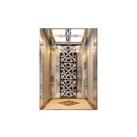 Cabine d'ascenseur pour passagers de haute qualité, design moderne en acier inoxydable avec gravure miroir, durable, pour usage hôtelier