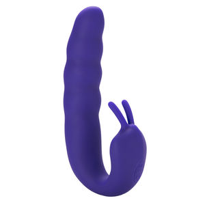 Kadın nervürlü çift stimülatör yapay penis vibratör 10-Function g-spot ve klitoral silikon su geçirmez USB şarj edilebilir seks oyuncak - Product Image 1