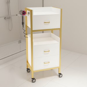 Chariot de rangement mobile <span class=keywords><strong>professionnel</strong></span> et moderne pour salon avec tiroirs - Meuble roulant multifonctionnel pour la beauté et la coiffure - Product Image 3