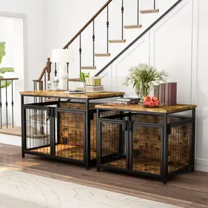 Indoor Decorative Pet Furniture Dog Kennel End Table Wooden Dog Crate Furniture For Small Dogs
