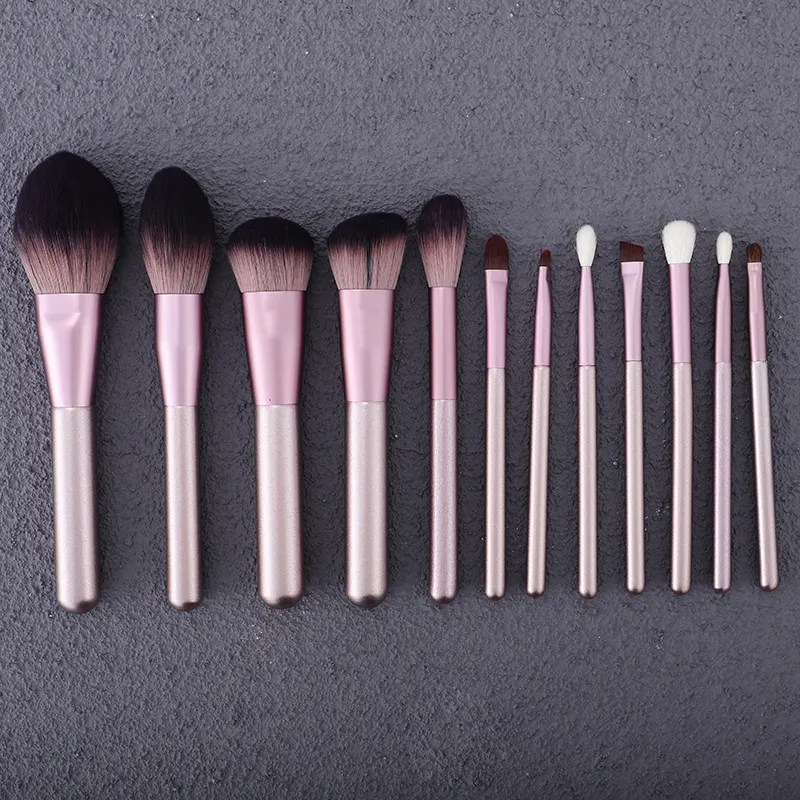 V-12-7 Pink Brush Make Set Up Makeup Brush Set Kit Wholesale Wood Handle Private Labe Foundation Cosmetic Makeup Brushes