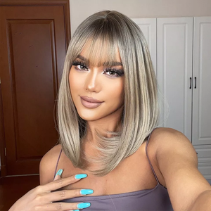 วิกผมบ๊อ<span class=keywords><strong>บ</strong></span>สีน้ำตาลผสมดำ ยาว 16 นิ้ว แบ<span class=keywords><strong>บ</strong></span>ติดไหล่ สำหรับผู้หญิง ทำจากเส้นใยสังเคราะห์ทนความร้อนสูง - Product Image 4