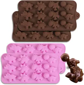 恐龙硅胶巧克力制作模具，12腔，食品级硅胶巧克力糖果果冻狗零食