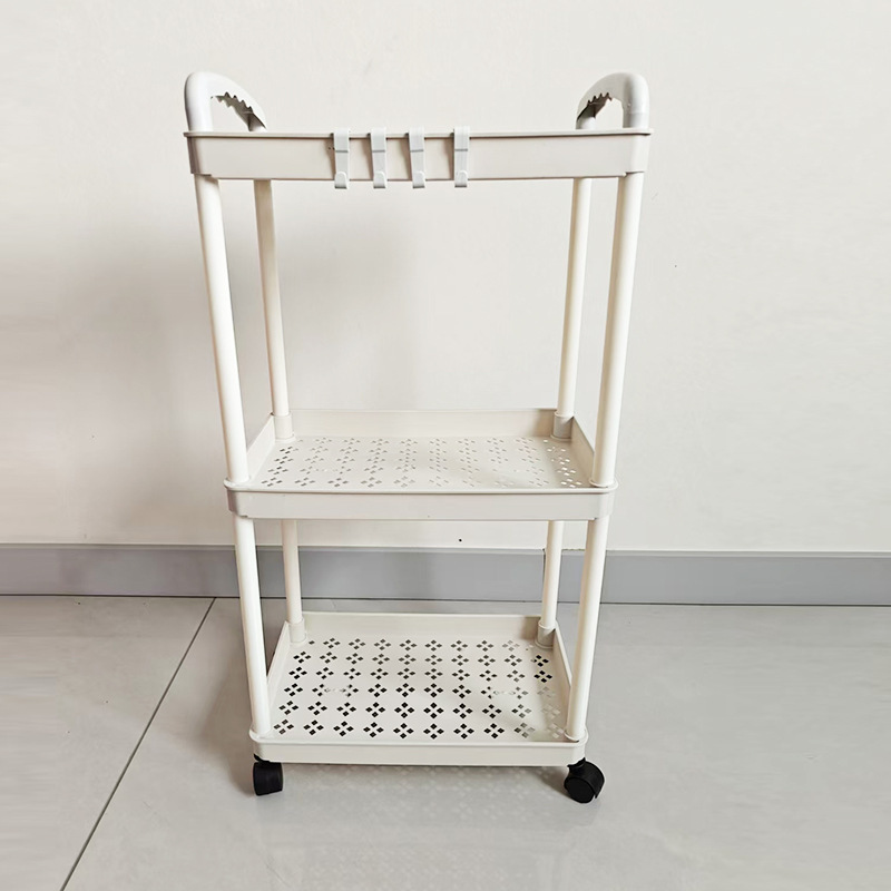 Two-tier double-handle trolley storage rack [White]