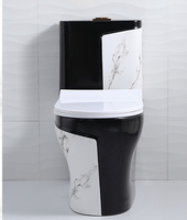 WC monobloc en céramique moderne chinois à double chasse, noir mat, ensemble cuvette et siège