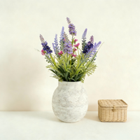 Tanaman Buatan Lavender dan Daisy Segar dalam Pot Pulp Kertas Alami, Aksen Rumah yang Menawan untuk Ambang Jendela