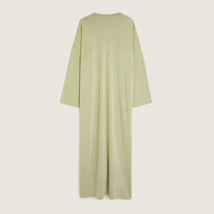 Robe longue intérieure personnalisée en coton élasthanne de couleur unie à col rond pour femmes musulmanes, style <span class=keywords><strong>Abaya</strong></span> modeste pour Ramadan et Aïd - Product Image 5