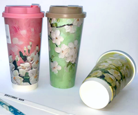 Gobelets à café et à thé biodégradables à double paroi, personnalisables, imprimés offset, de qualité alimentaire, vente en gros en vrac pour les fabricants