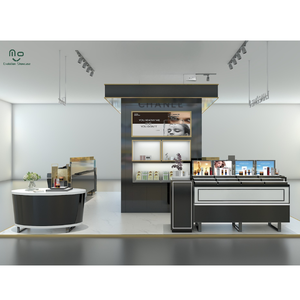 Lüks Alışveriş Merkezleri İçin LED Işıklı, Çevre Dostu Tasarımlı, Süslü Ahşap Kozmetik Kiosk Teşhir Standı - Product Image 1