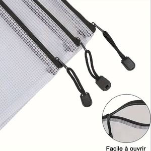 Custom A4 Waterproof PVC Mesh Document Bag with Zipper Closure and Pocket for School Office Supplies Storage - Product Image 3