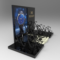 Support d'exposition de montres de luxe HUAXIN OEM avec finition laquée mate en MDF + acrylique, anneau en C pour les magasins de montres