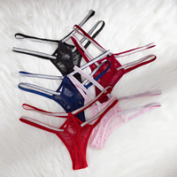 Culotte et String en Dentelle Noire Taille Basse Monopièce avec Double Ceinture Fine pour Femme, Vente en Gros