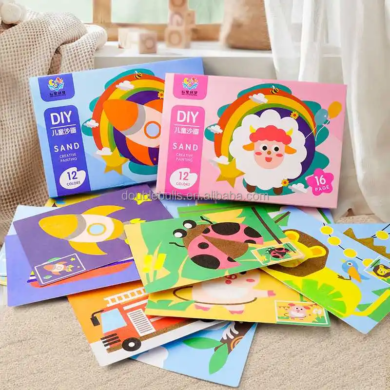 Children's sand painting boys baby girls handmade DIY making puzzle scraping painting coloring set toys