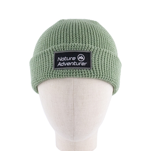 Gorro de Invierno de Punto 100% Acrílico Verde, Cálido y Cómodo, Unisex al Por Mayor con Parche Tejido Personalizado y Logotipo con Borde Merrow - Product Image 2