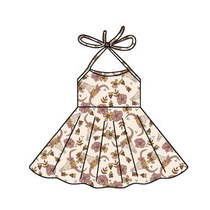 Vestido Largo hasta la Rodilla con Lazo, Venta al por Mayor, ODM, Boutique Dulce, Estampado Personalizado, Vestido de Verano para Niñas, Ropa Infantil Suave para Fiestas - Product Image 4