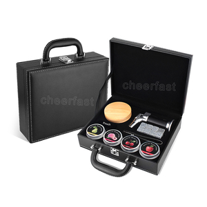 Kit de fumoir à cocktails en cuir PU noir à faible MOQ et kit de fumoir à whisky en bois avec torche infuseur, 4 <span class=keywords><strong>copeaux</strong></span> de bois, ensemble de fumoir - Product Image 3