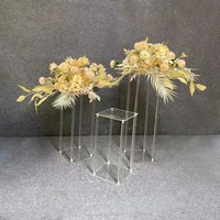 Centre de Table Élégeant de Mariage en Acrylique Transparent Moderne Rectangulaire Haut de 80cm pour Fleurs – Fournitures et Décorations de Mariage