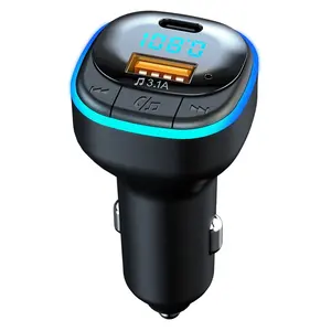 FM Transmitter Car Hands-free Bluetooth 5.0 Car Charger Type C USB Car Kit Bluetooth MP3 Player Audio Receiver USB Fast Charger