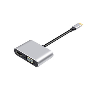 Docking Station Laptop Monitor 4K High-Definition <strong>Adapter</strong> Gold Plated Type-C Hub PD/<strong>USB</strong>/HD/<strong>VGA</strong> Four-in-One PVC OEM Manufacture - Product Image 3
