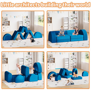 Canapé en blocs de construction pour enfants, tapis en mousse haute résilience, mobilier de jeu doux pour chambre d'enfant, combinaison de jouets pour jeux en chambre - Product Image 4