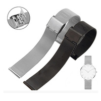 Montres à quartz Milan de haute qualité avec bracelet en maille interchangeable, ligne 04 D, pour homme et femme, boucle de sécurité en acier inoxydable, design à tête plate