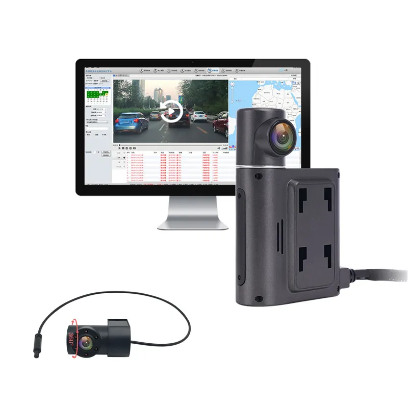 Cámara de coche de visión nocturna 4g de doble lente con ADAS DMS para la gestión de la flota de vehículos en cmsv6 compatible con seguimiento WiFi GPS
