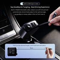 Chargeur de voiture LED Emoji personnalisé, câble rétractable avec affichage numérique élégant, adaptateur de charge rapide pour conducteurs branchés