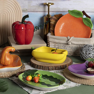 Platos de bistec de cerámica artística <span class=keywords><strong>Happy</strong></span> Go, diseños de frutas vegetales exóticos, estilo creativo para comidas diarias, fiestas en casa para hoteles - Product Image 1