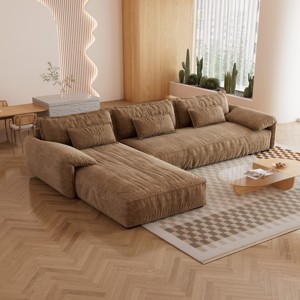 Conjunto de sofá elegante <span class=keywords><strong>y</strong></span> suave para sala de estar, lo último en tela, sofá en forma de L, sofá de nube de terciopelo de alta calidad para el hogar, gran oferta, <span class=keywords><strong>bonitos</strong></span> sofás - Product Image 5